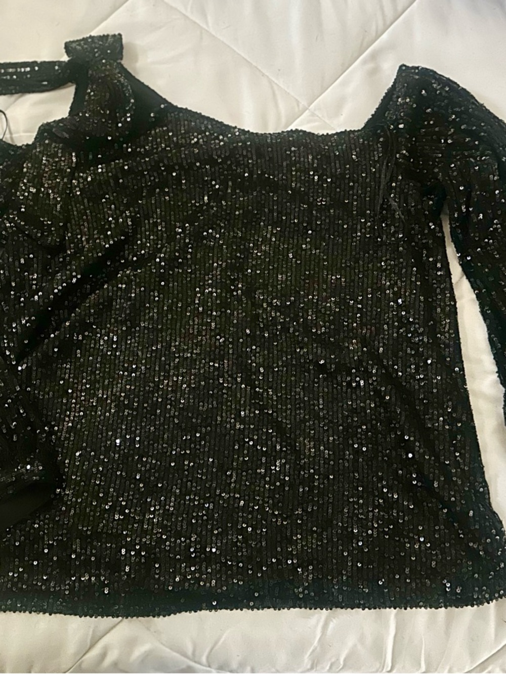 CeCe Black Sequin Off-Shoulder Top